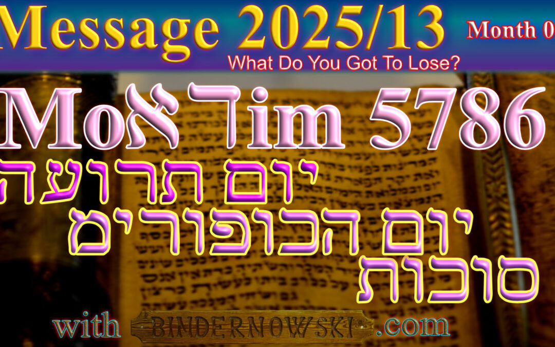 Message 2025/13 Moadim 5786 (Yom Truah, Yom HaKippurim, Succoth)
