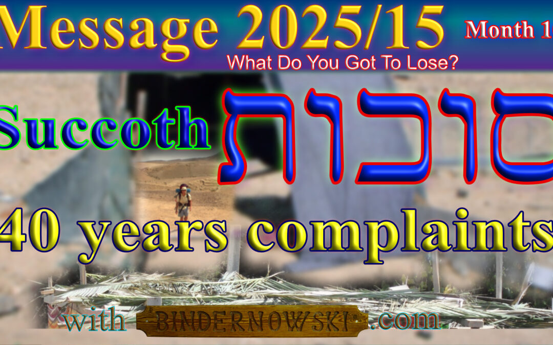 Message 2025/15 סֻכּוֹת Succoth – 40 years complaints